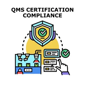 Quality management system certification compliance concept Stock Illustration