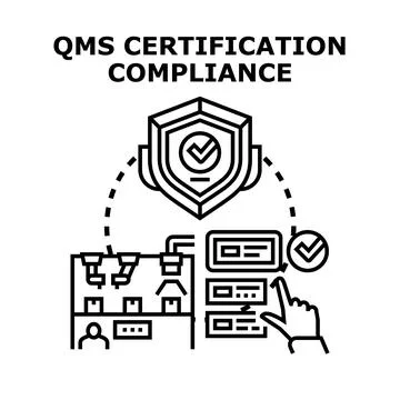 Quality management system certification compliance concept Stock Illustration