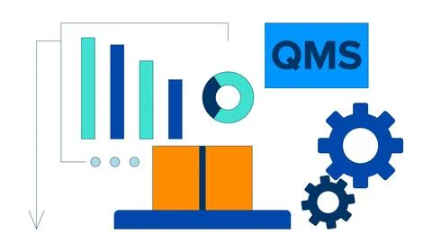 Quality management system with data visualization 2D illustration concept Illustrazione stock