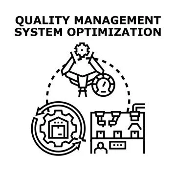 Quality management system optimizing production process Stock Illustration