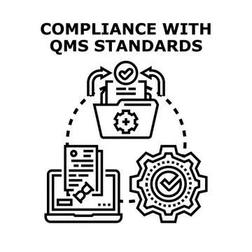 Quality management system standards compliance processing Stock Illustration