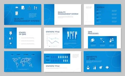 Quality management systems presentation template set Stock Illustration