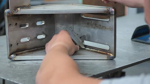 Quality manager, engineer check welding seam. Inspection and certification. Vídeo Stock 156224207