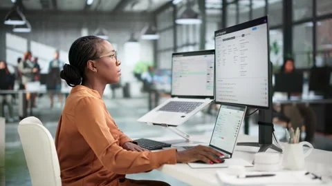 Quality Manager Reviewing Audit Reports On Laptop Stock Footage 338173514