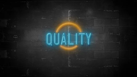 Quality Message on Flickering Neon Sign in 4K Resolution Stock Footage 119321681