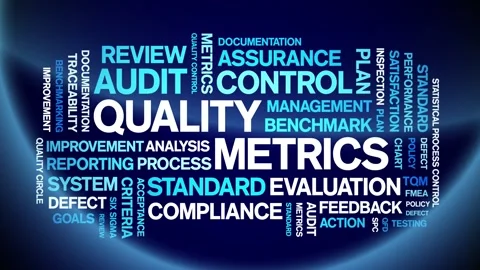 Quality Metrics animated word cloud,animation kinetic typography seamless loop. Video stock 307593733