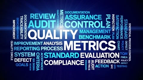 Quality Metrics animated word cloud,animation kinetic typography seamless loop. Video stock 307593833