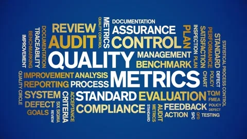 Quality Metrics animated word cloud,animation kinetic typography seamless loop. Video stock 307594026