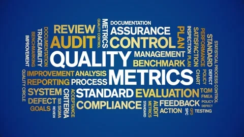 Quality Metrics animated word cloud,animation kinetic typography seamless loop. Video stock 307594225