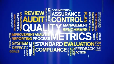 Quality Metrics animated word cloud,animation kinetic typography seamless loop. Video stock 307594358