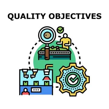 Quality objectives process achieving business goals Stock Illustration