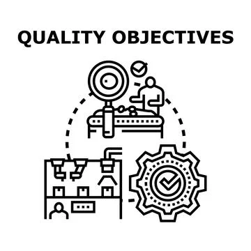 Quality objectives process achieving business goals Stock Illustration