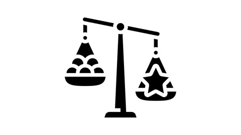 Quality over quantity minimalism glyph icon animation Stock Footage 326149816