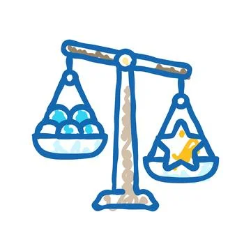 Quality over quantity minimalism icon doodle illustration Ilustração Stock