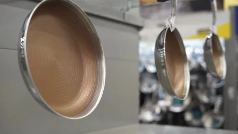 Quality pans in the store Stock Footage 258546284