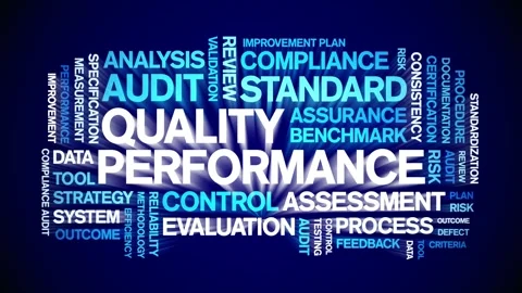 Quality Performance animated word cloud,animation tag kinetic typography loop. Video stock 307591494