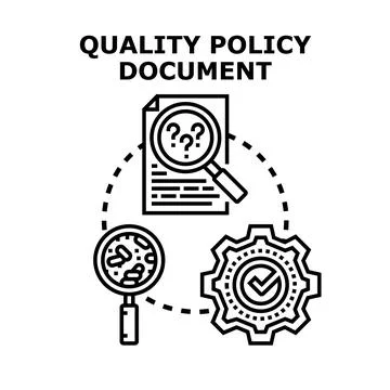 Quality policy document creating and analyzing process Stock Illustration