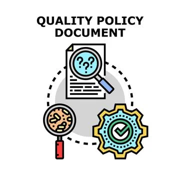 Quality policy document creating and analyzing process Stock Illustration