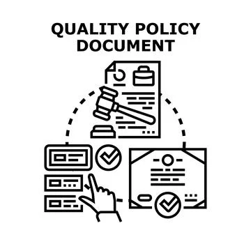 Quality policy document creation and implementation concept Stock Illustration