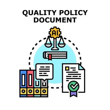Quality policy document icon for corporate regulations Ilustración de archivo