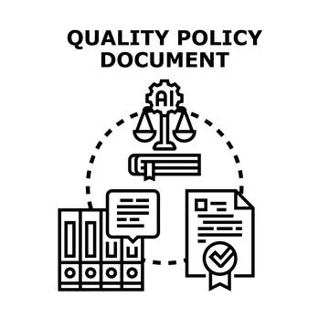 Quality policy document icon for corporate regulations Stock Illustration