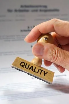 Quality printed on rubber stamp Stock Photos