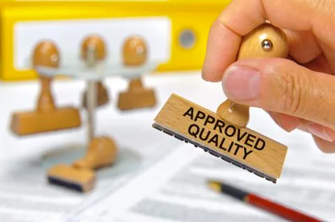 Quality printed on rubber stamp Stock Photos