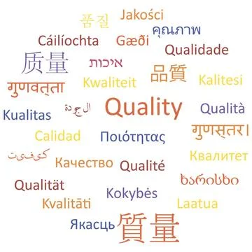 Quality Quality in many languages, a vector illustration Copyright: xZoona... Foto stock