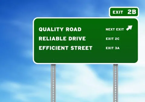 Quality, reliable, efficient highway sign Stock Illustration