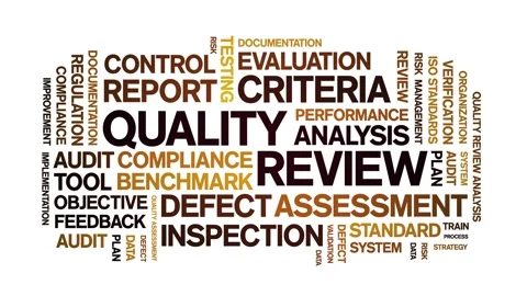 Quality Review animated word cloud,animation kinetic typography seamless loop. Stock Footage 307577260
