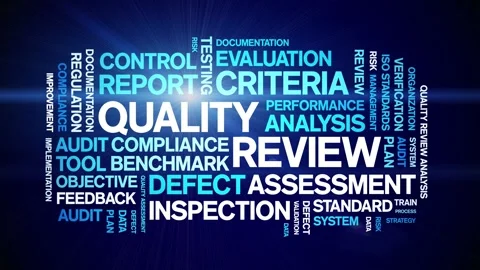 Quality Review animated word cloud,animation kinetic typography seamless loop. Video stock 307577906