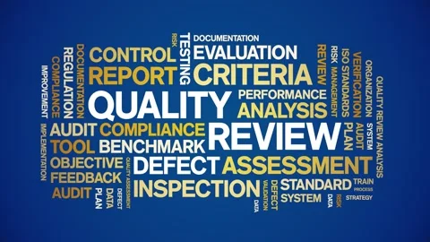 Quality Review animated word cloud,animation kinetic typography seamless loop. Video stock 307578352