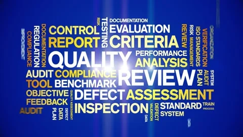 Quality Review animated word cloud,animation kinetic typography seamless loop. Video stock 307578467