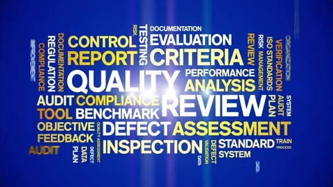 Quality Review animated word cloud,animation kinetic typography seamless loop. Video stock 307578629