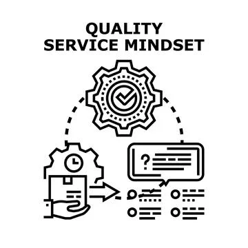 Quality service mindset concept developing process illustration Stock Illustration