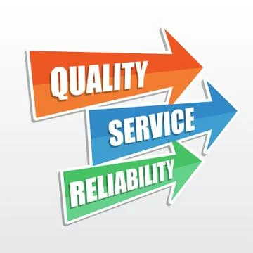 Quality, service, reliability in arrows, flat design Stock Illustration
