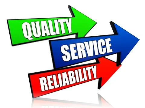 Quality, service, reliability in arrows Stock Illustration