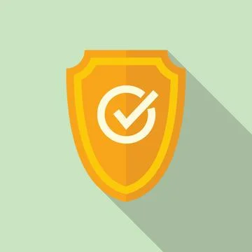 Quality shield icon flat . Check guarantee Stock Illustration