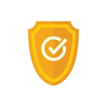 Quality shield icon flat vector. Check guarantee Stock Illustration