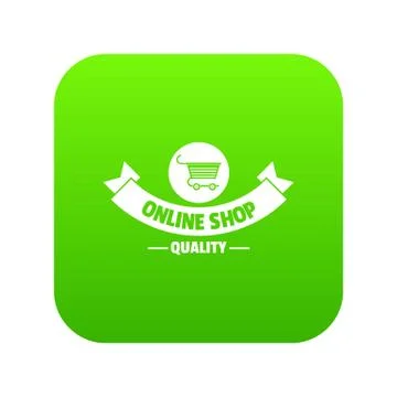 Quality shop icon green vector Illustrazione stock