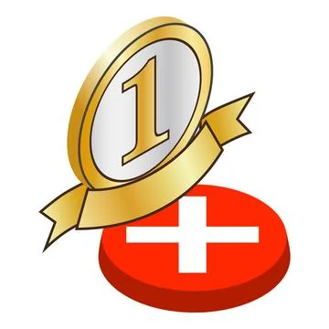 Quality sign icon isometric vector. Number one sign and red plus button icon Illustrazione stock