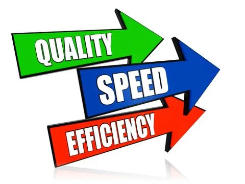 Quality, speed, efficiency  in arrows Stock Illustration