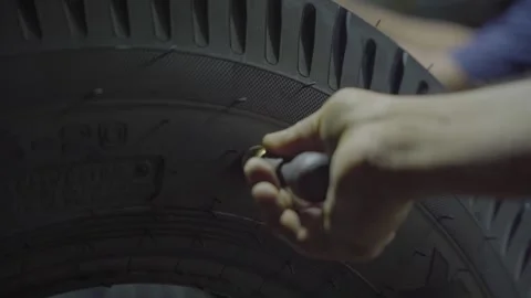 Quality stamp on tire Video stock 287967156