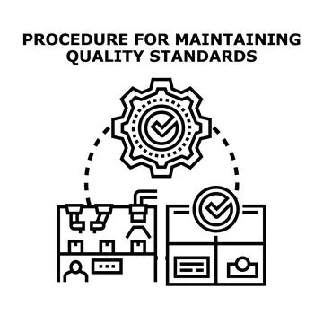 Quality standards procedure maintaining factory production process Stock Illustration