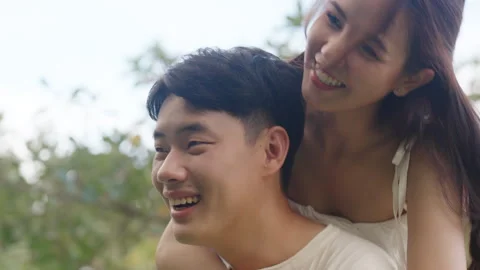 Quality sweet time vacations moment of newlywed asia young couple Stockbeeldmateriaal 300920935