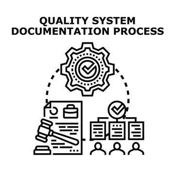 Quality system documentation process concept developing Stock Illustration