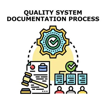 Quality system documentation process concept developing Stock Illustration