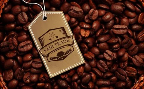 Quality tag over roasted coffee beans Ilustração Stock