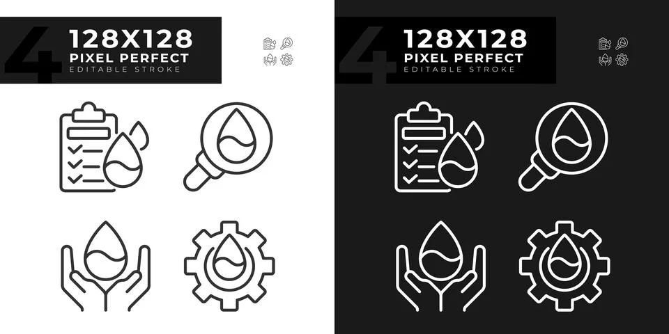 Quality testing linear icons set for dark, light mode Stock Illustration
