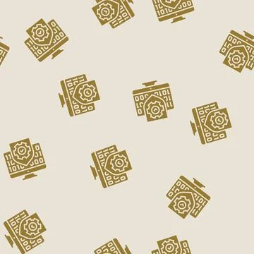 Quality testing tool work glyph seamless pattern Illustrazione stock